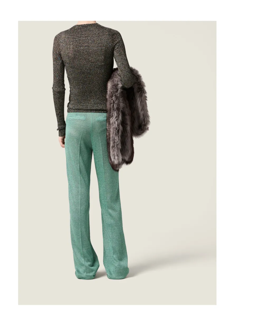 Straight-Leg Lurex Pants