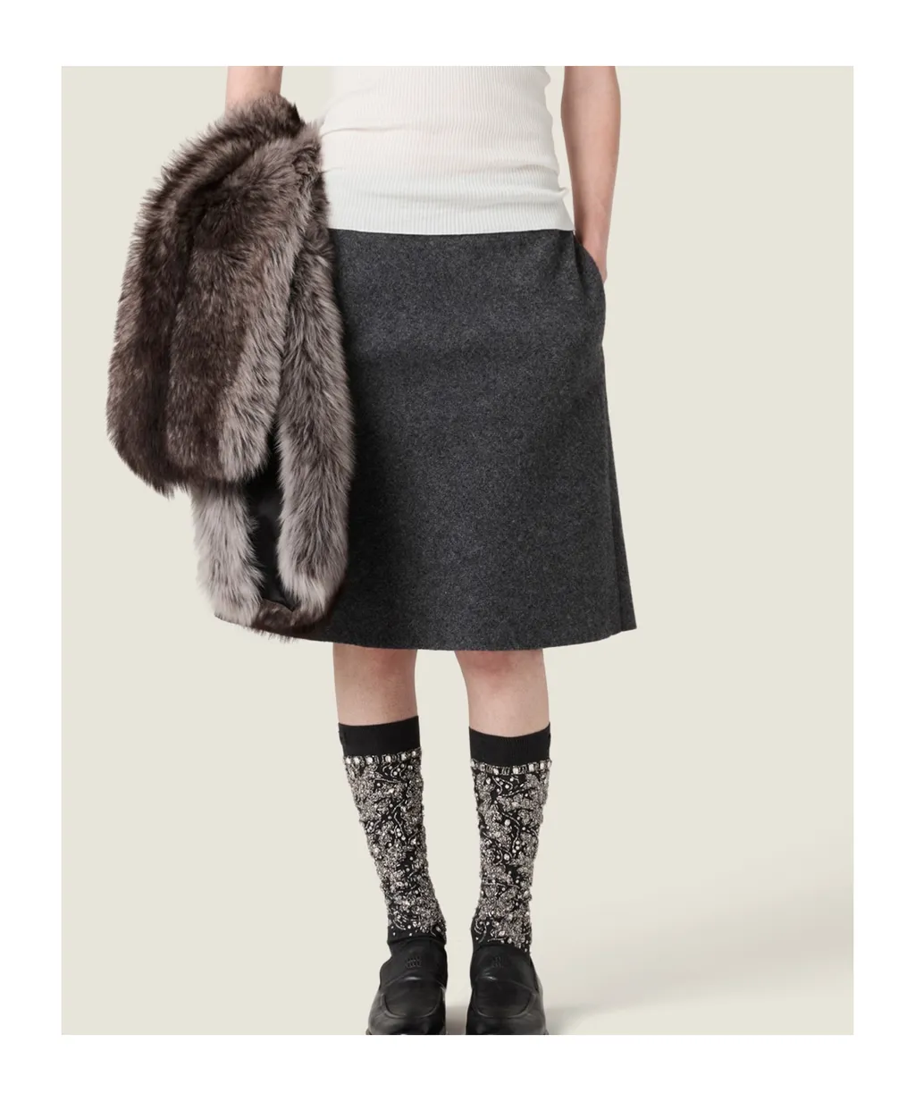Zip-Up Midi Skirt