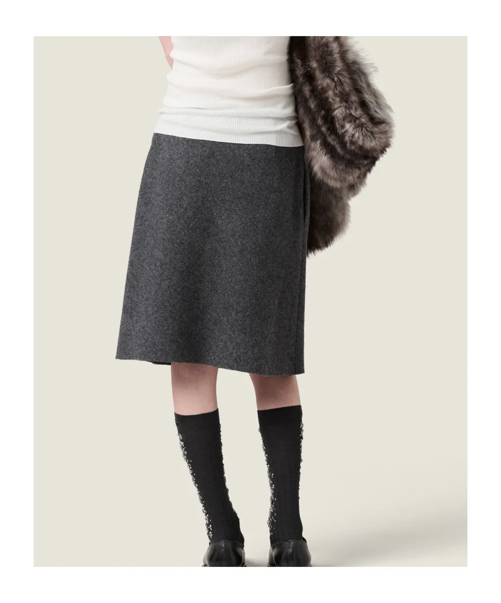 Zip-Up Midi Skirt