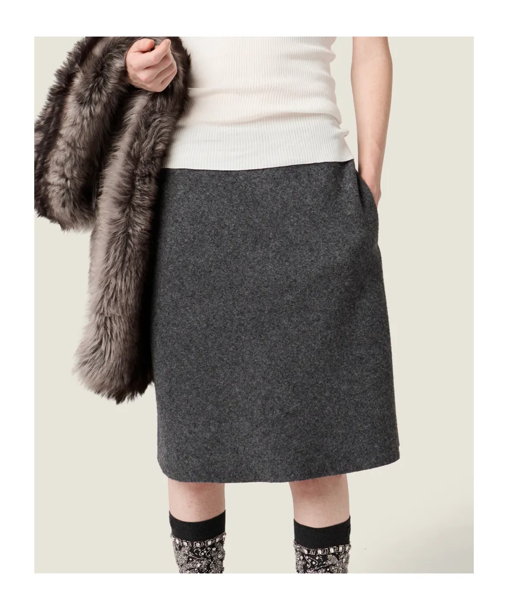 Zip-Up Midi Skirt
