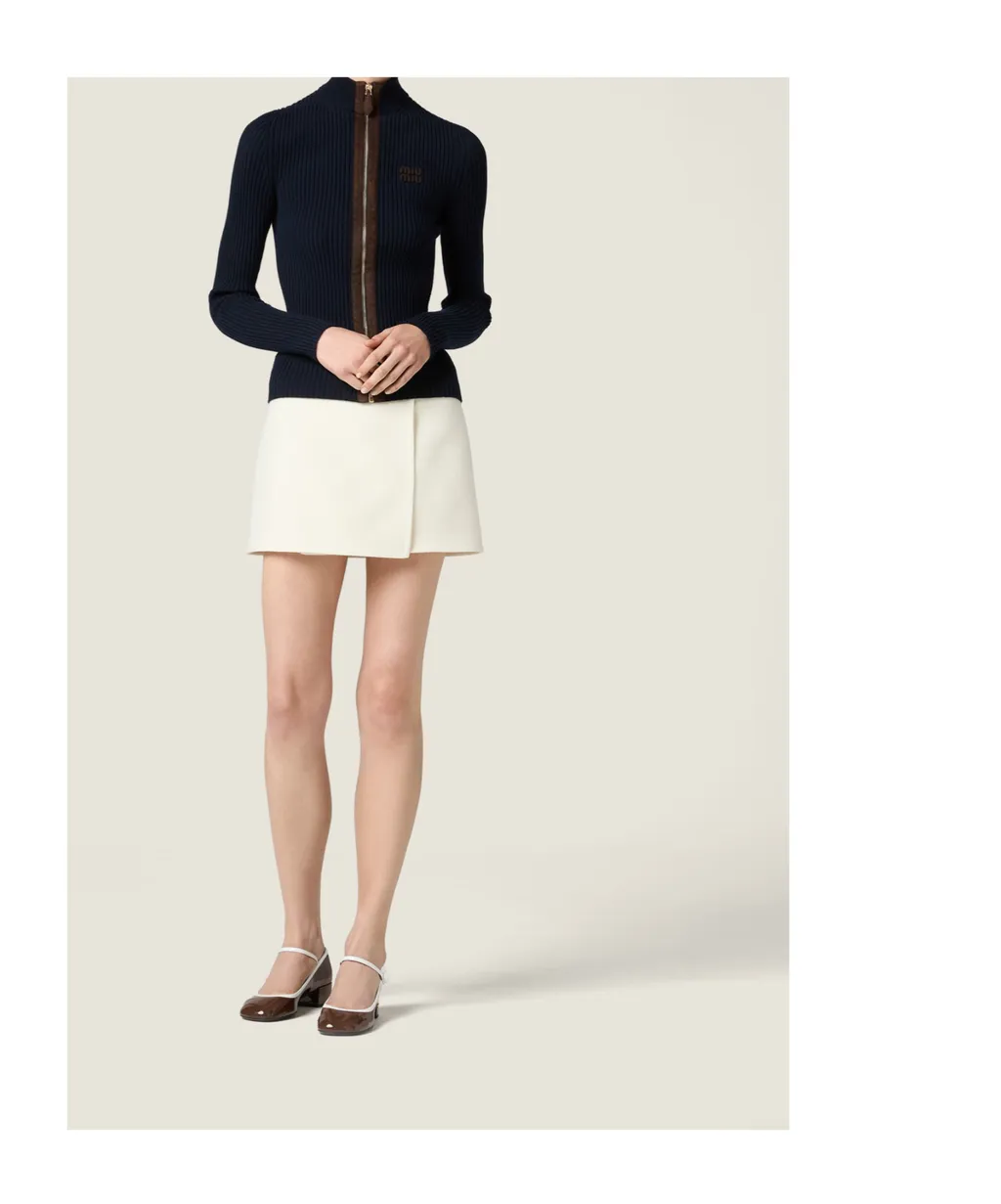 Cashmere And Leather Zipper Cardigan