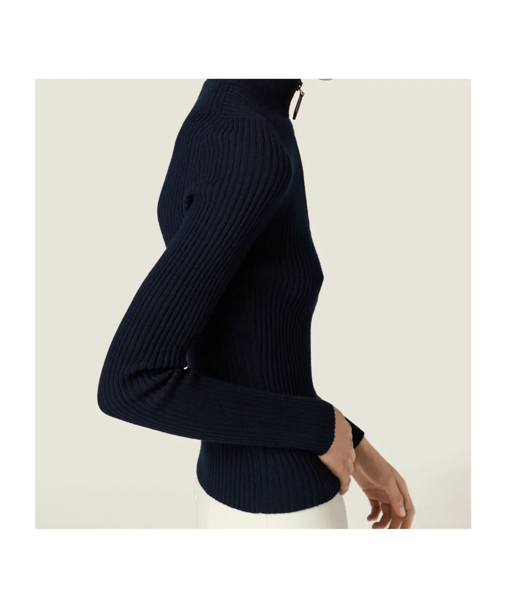 Cashmere And Leather Zipper Cardigan