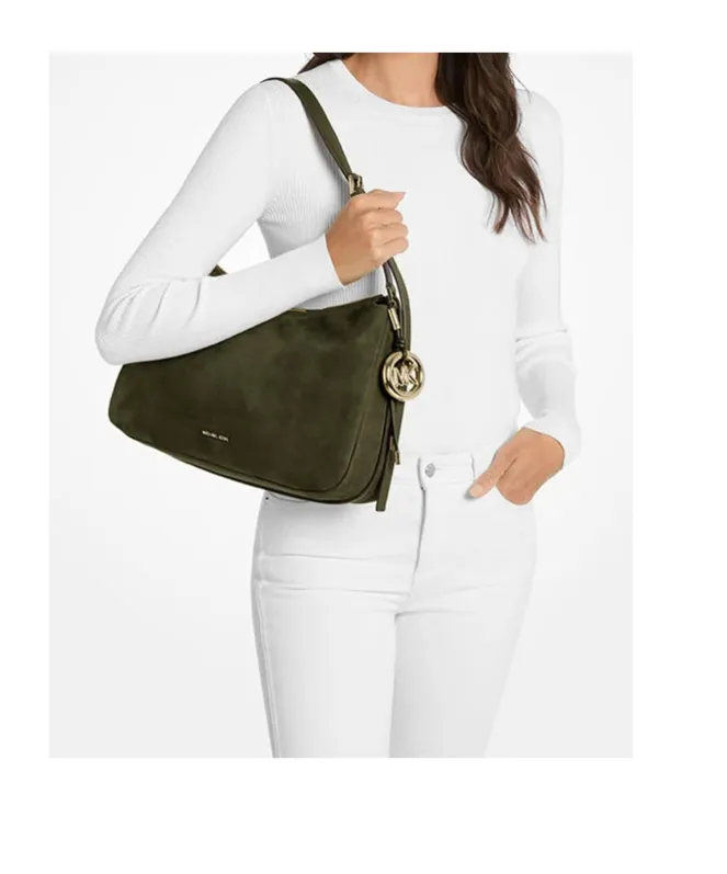 Logo Charm Curved Shoulder Bag