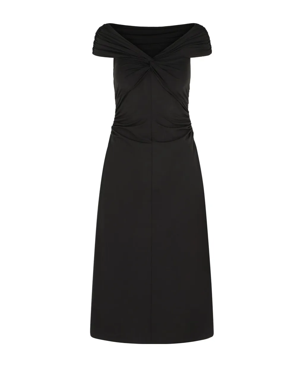 Stretch Off-The-Shoulder Midi Dress