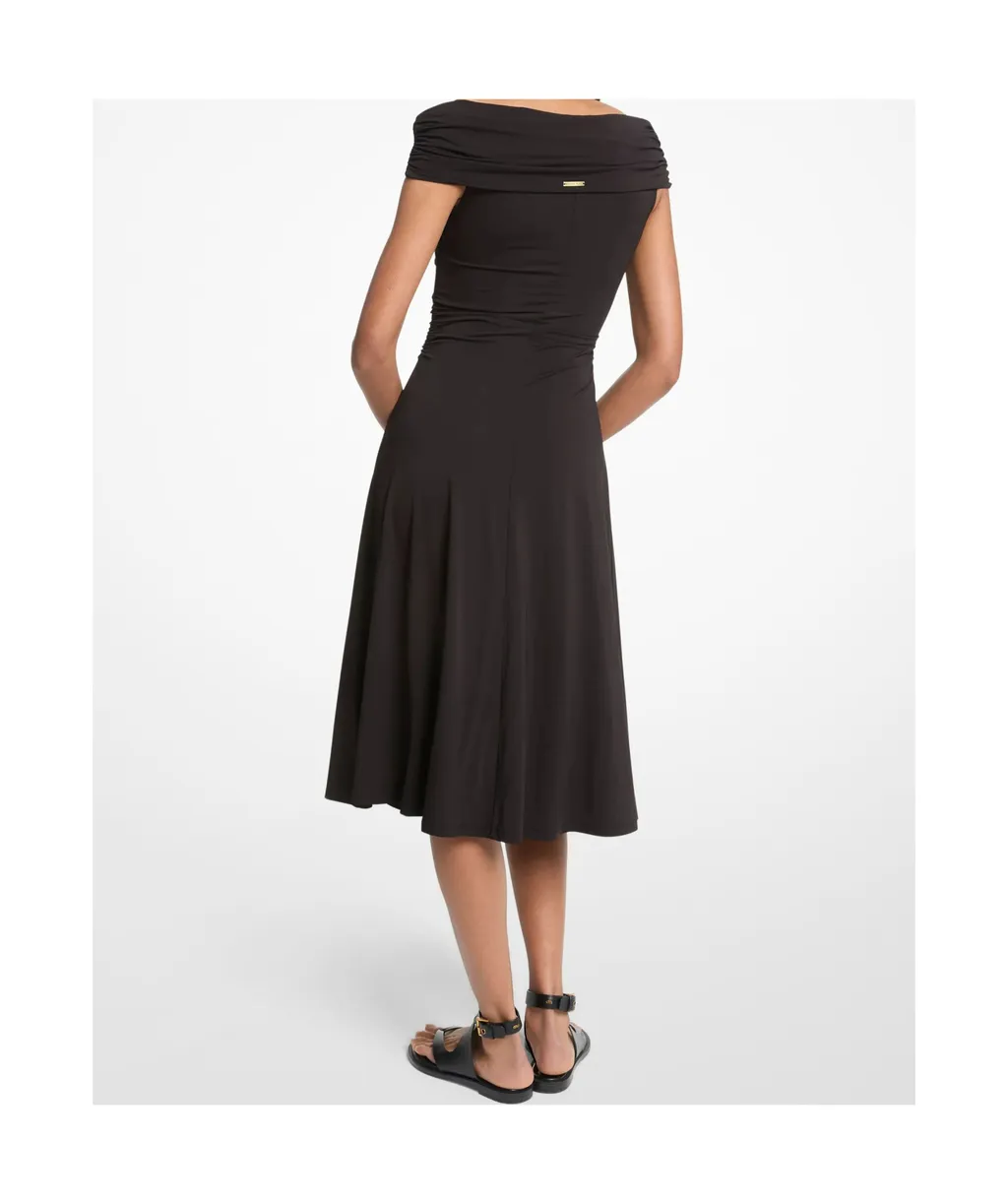 Stretch Off-The-Shoulder Midi Dress