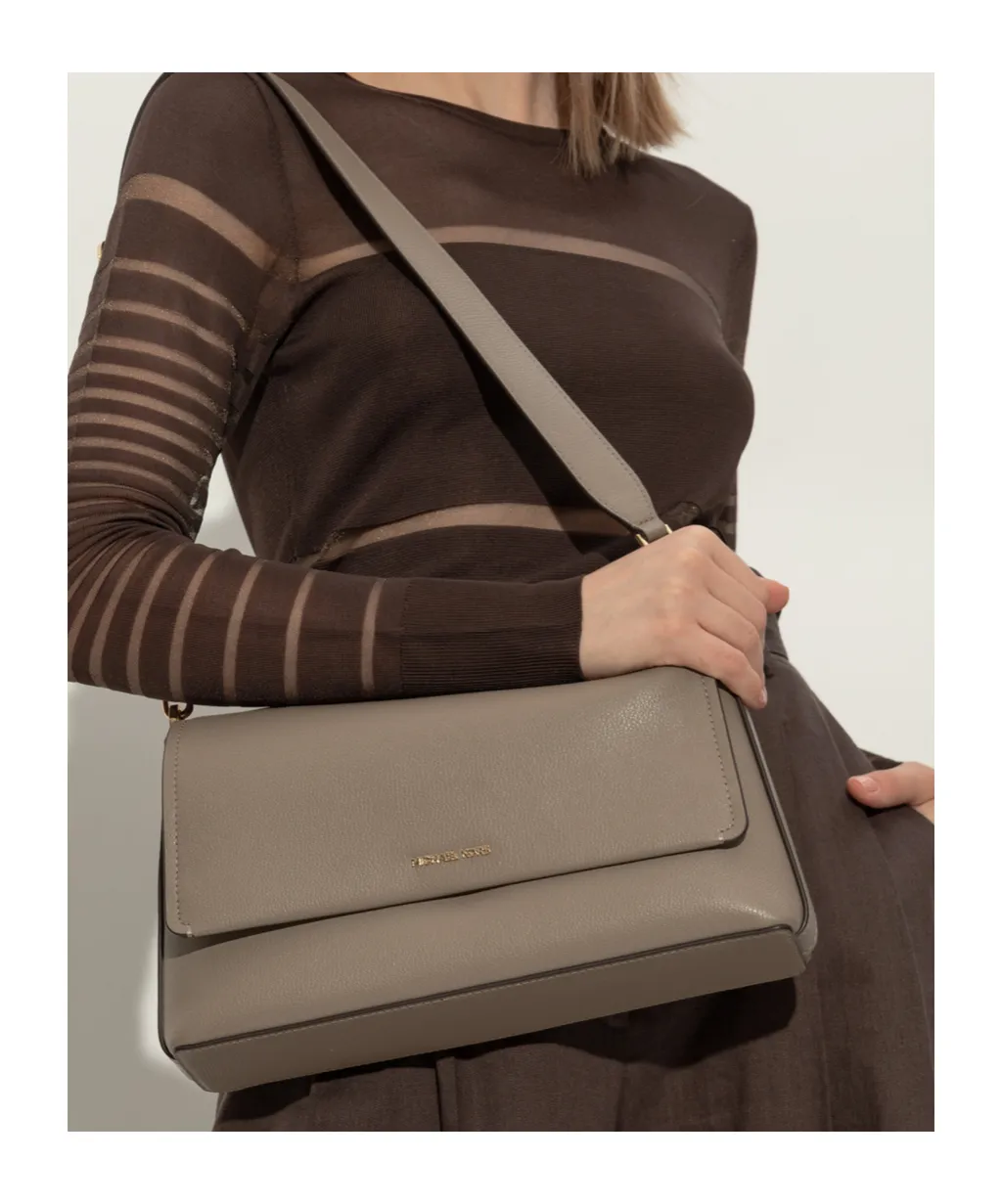 Fold-Over Leather Shoulder Bag