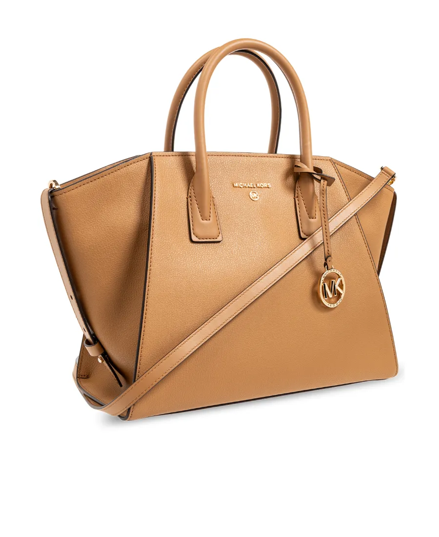 Avril Large Logo-Lettering Leather Tote Bag