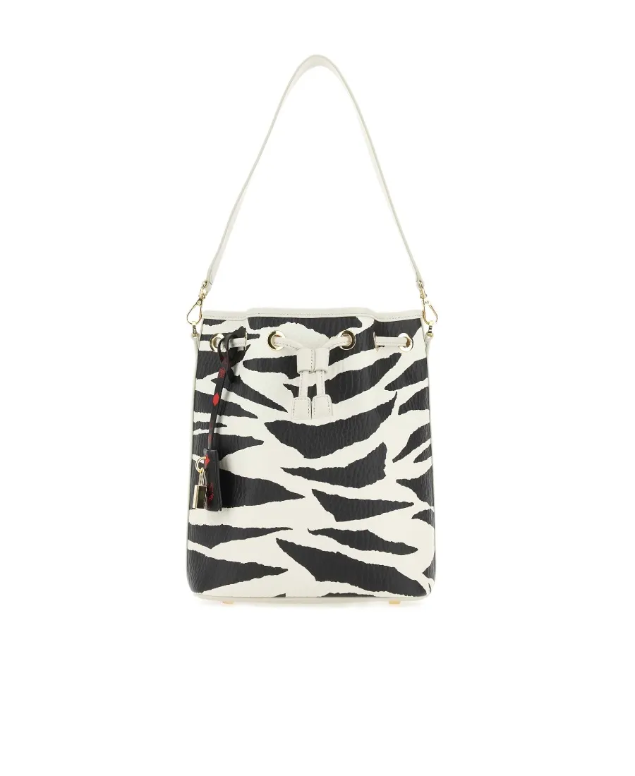 Zebra-Printed Ruched Tote Bag