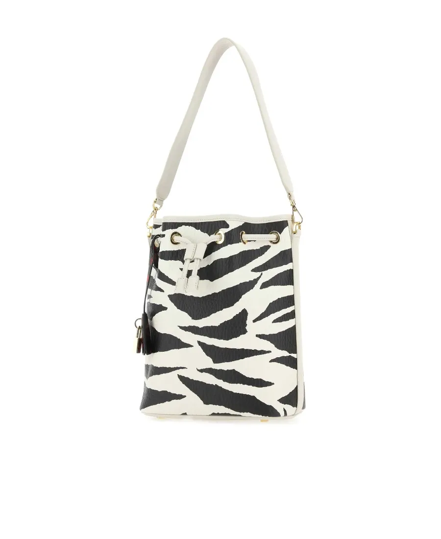 Zebra-Printed Ruched Tote Bag