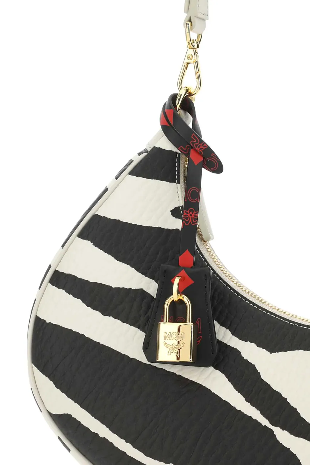 Zebra Printed Zipped Shoulder Bag