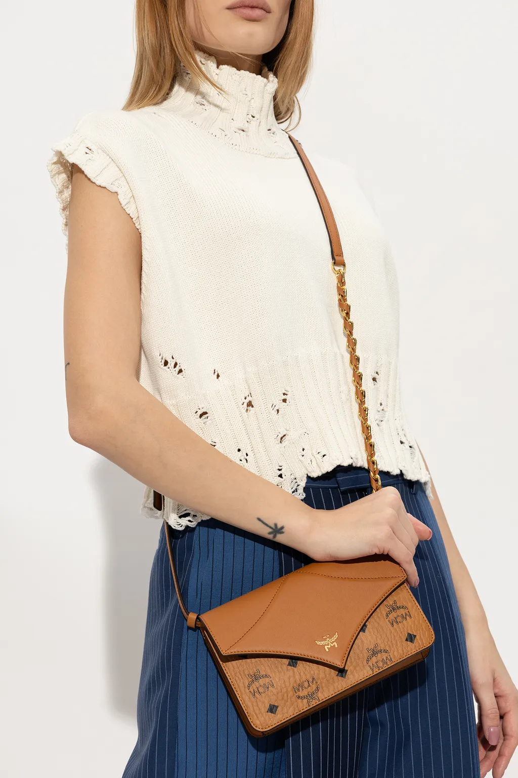 Diamond Visetos Foldover Top Mini Shoulder Bag