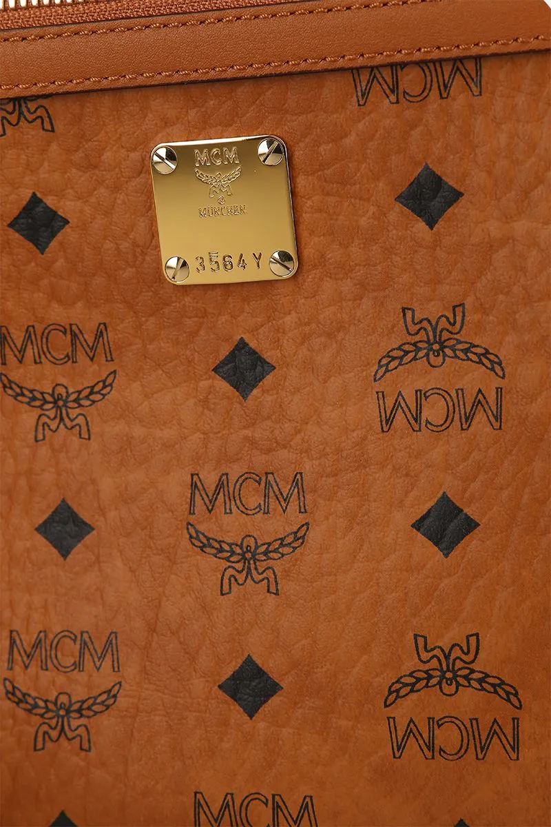 Logo Plaque Monogram Print Crossbody Bag