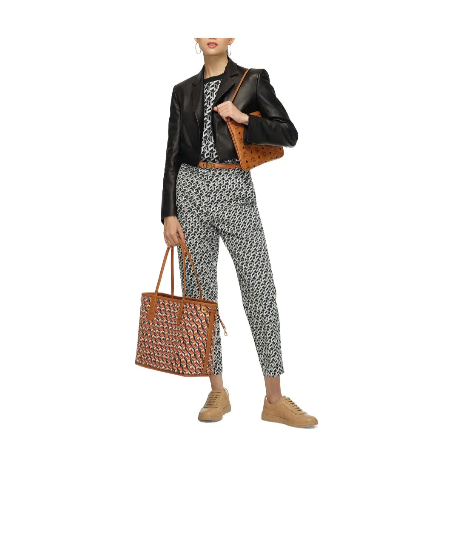 Liz Visetos Medium Double-Sided Logo Pattern Shopping Bag