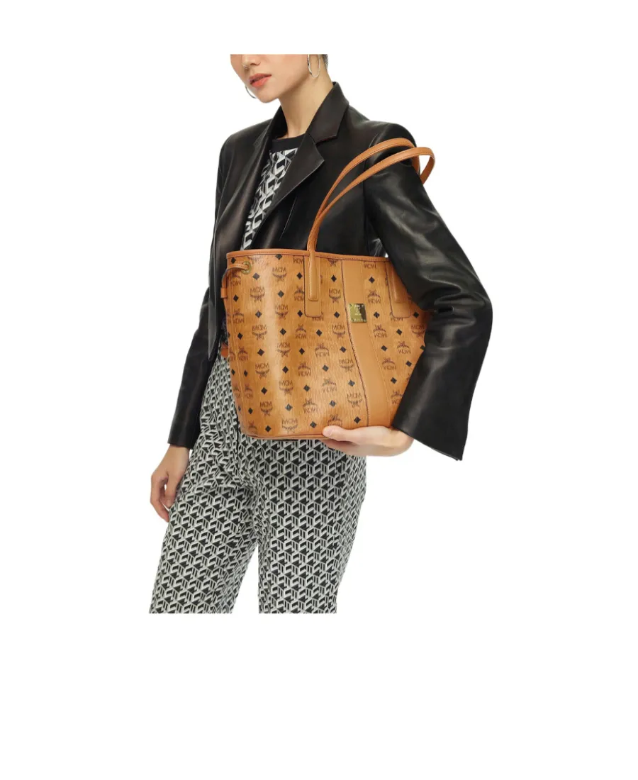 Liz Visetos Medium Double-Sided Logo Pattern Shopping Bag
