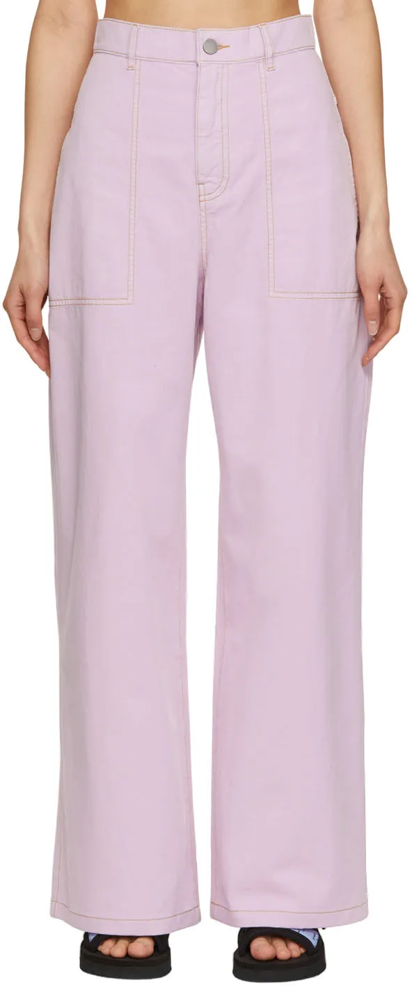 Logo Twill Wide-Leg Pants