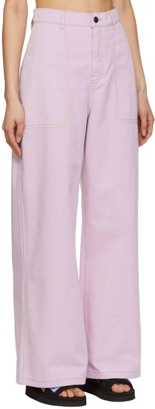 Logo Twill Wide-Leg Pants