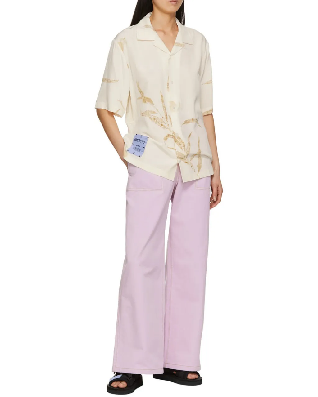Logo Twill Wide-Leg Pants