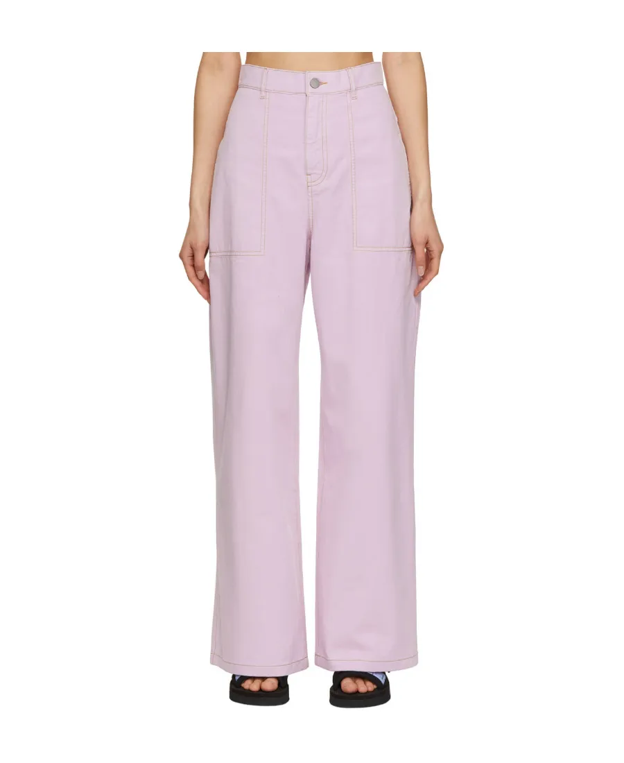 Logo Twill Wide-Leg Pants