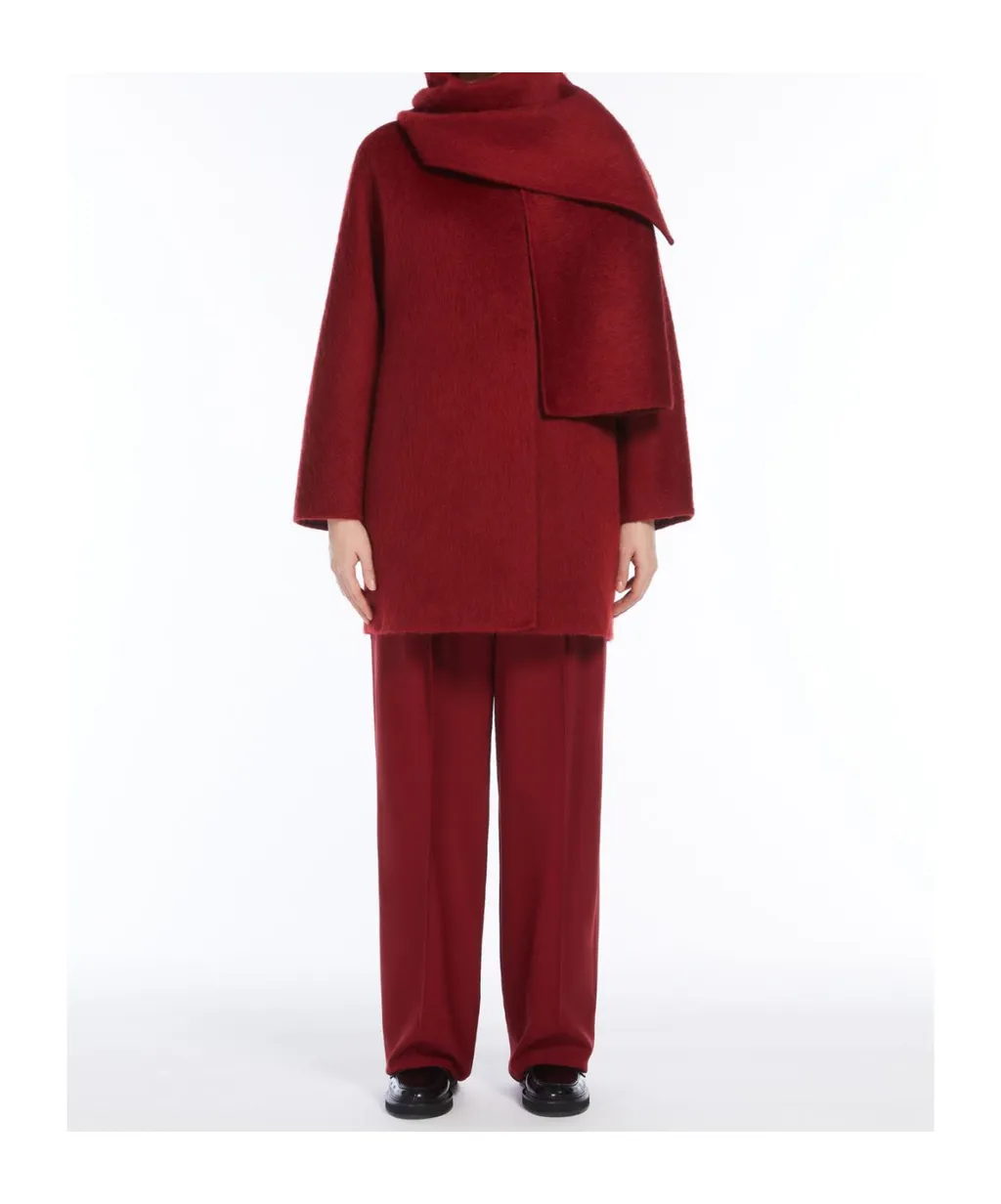 Alpaca Wool And Wool Coat With Scarf