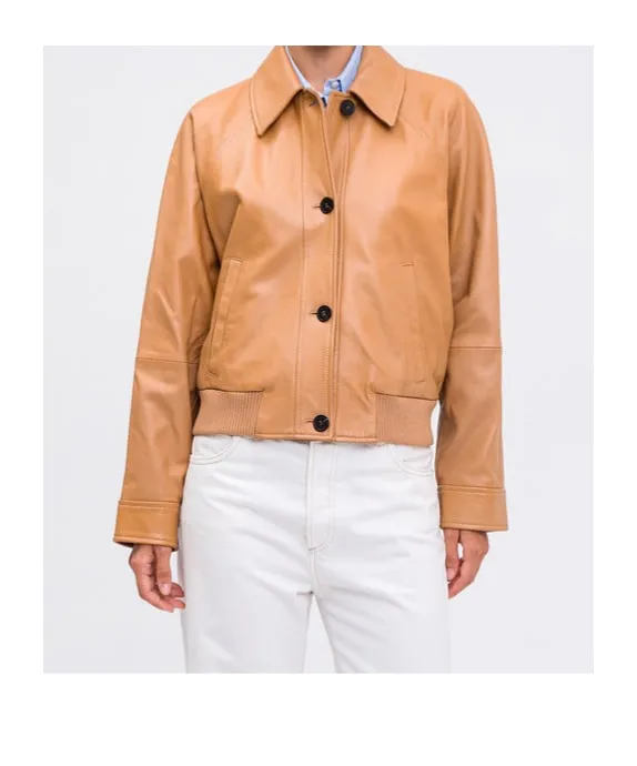 Long-Sleeved Leather Jacket