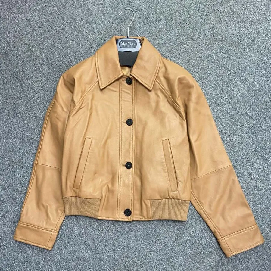 Long-Sleeved Leather Jacket