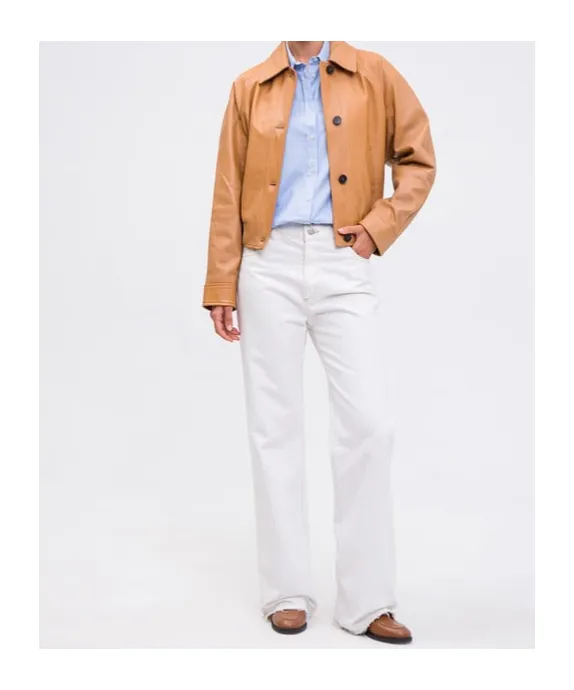Long-Sleeved Leather Jacket