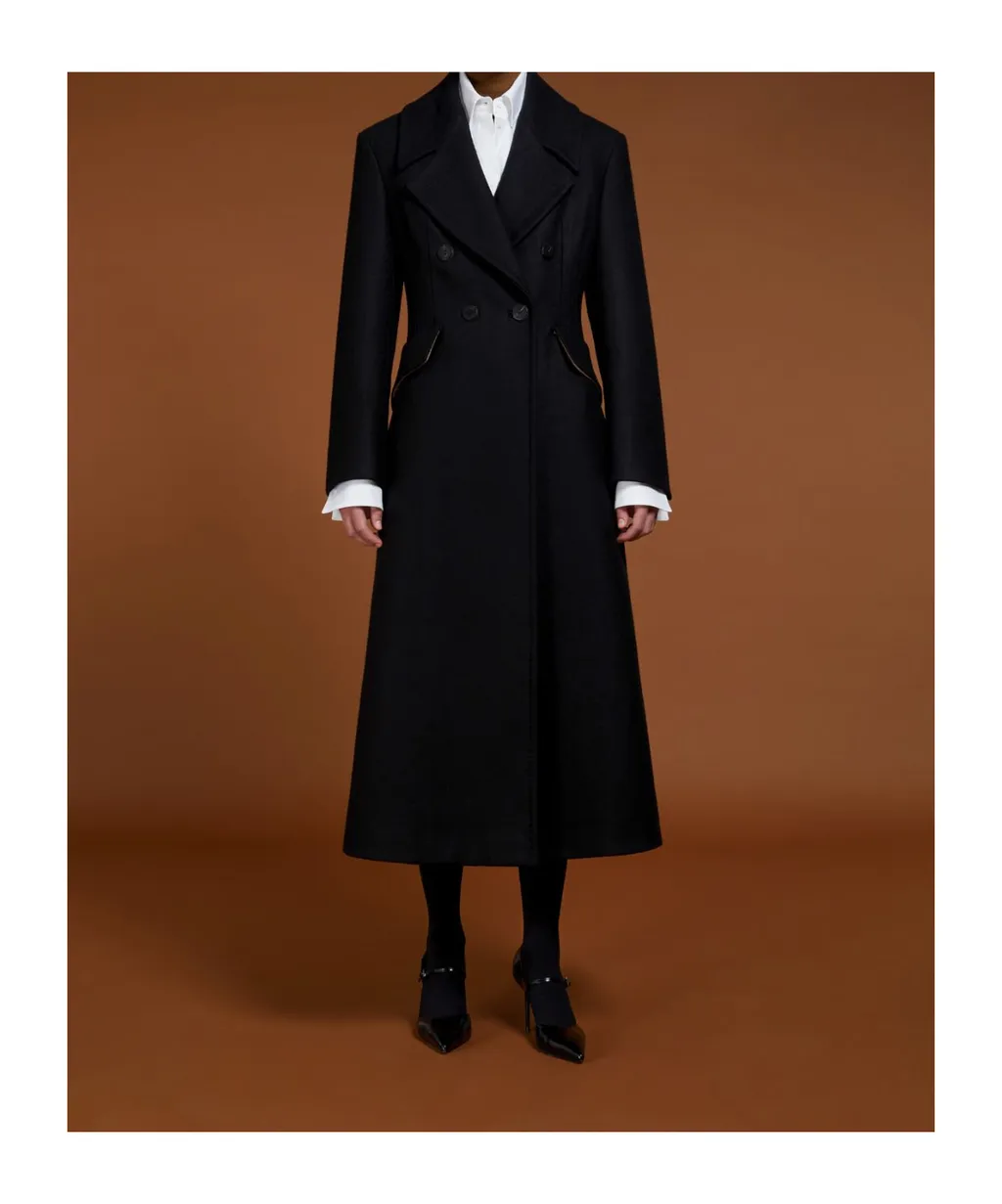 Double-Breasted Long-Sleeved Coat