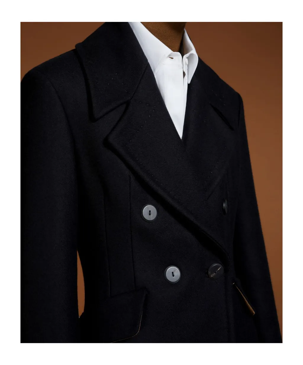 Double-Breasted Long-Sleeved Coat