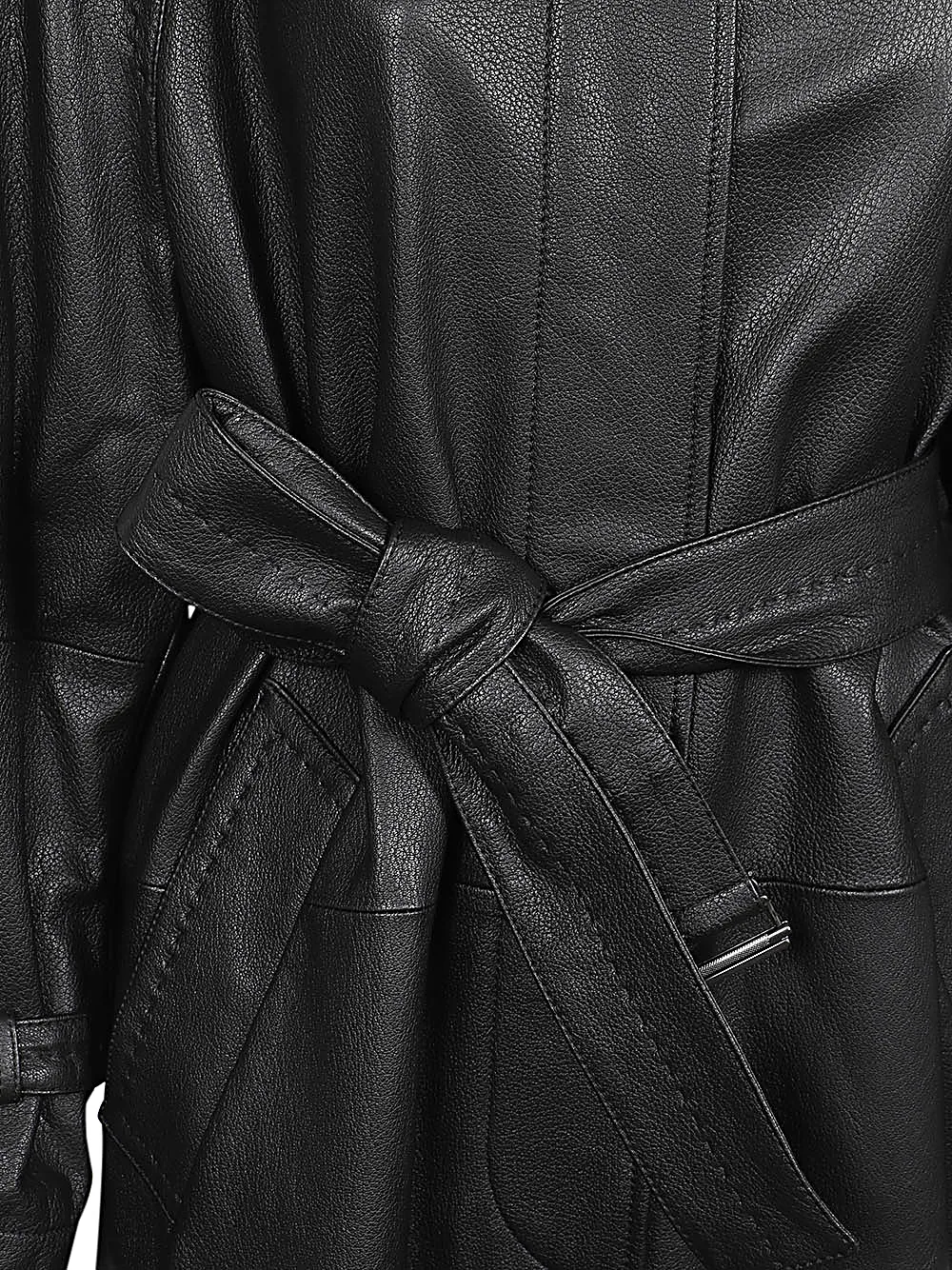 Bellico Belted Leather Trench Coat