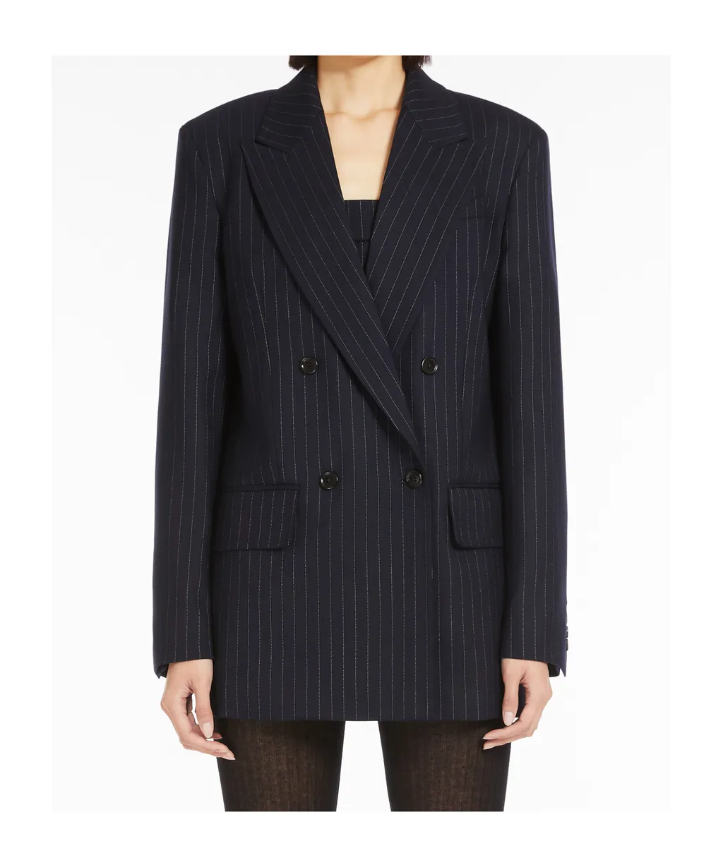 Pinstripe Double-Breasted Blazer