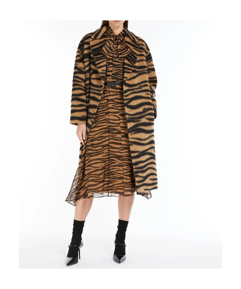 All-Over Printed Belted Long-Sleeved Dress