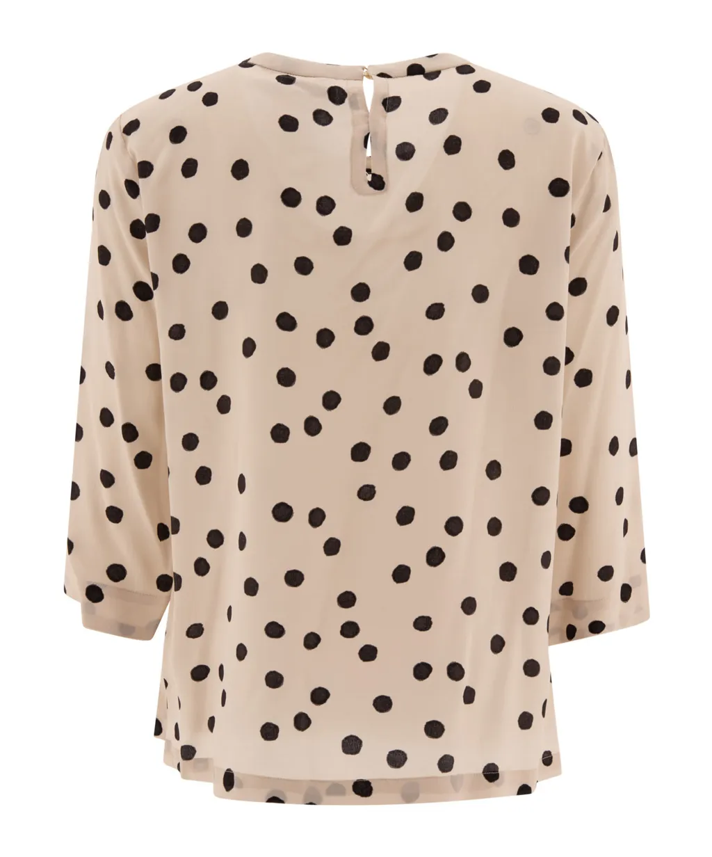 All-Over Dot Printed Crewneck Top