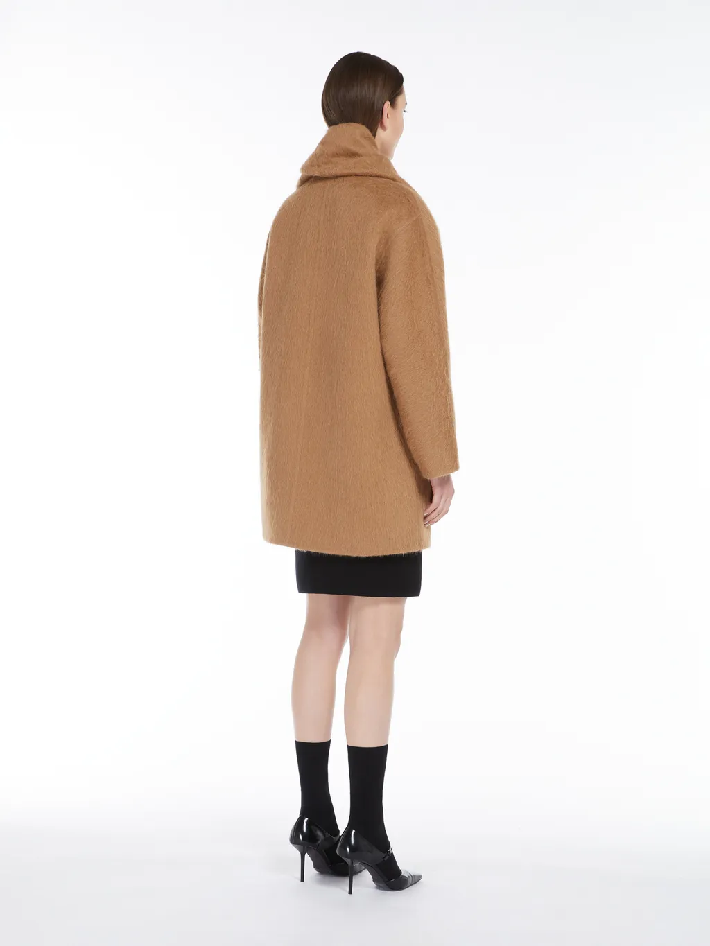 Alpaca Wool And Wool Coat With A Scarf