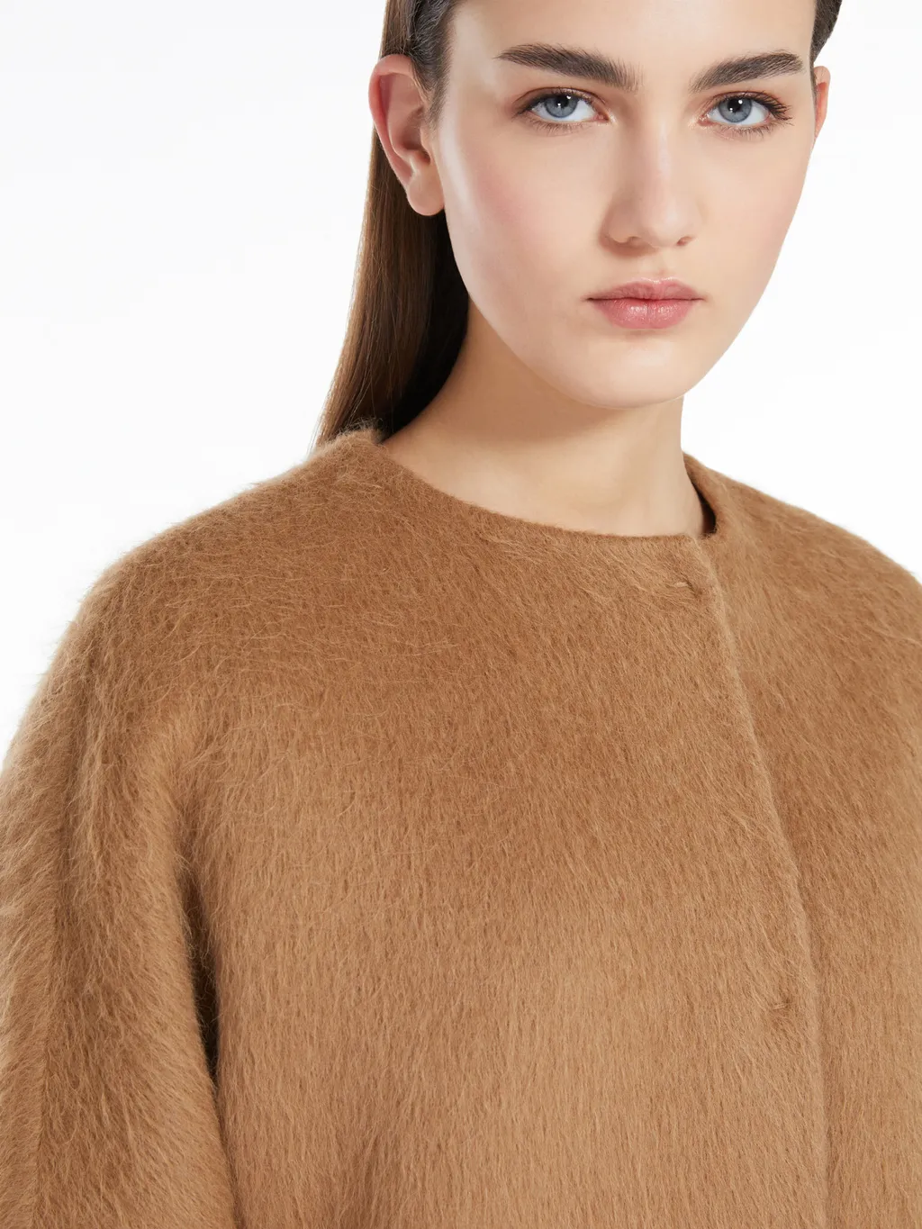 Alpaca Wool And Wool Coat With A Scarf