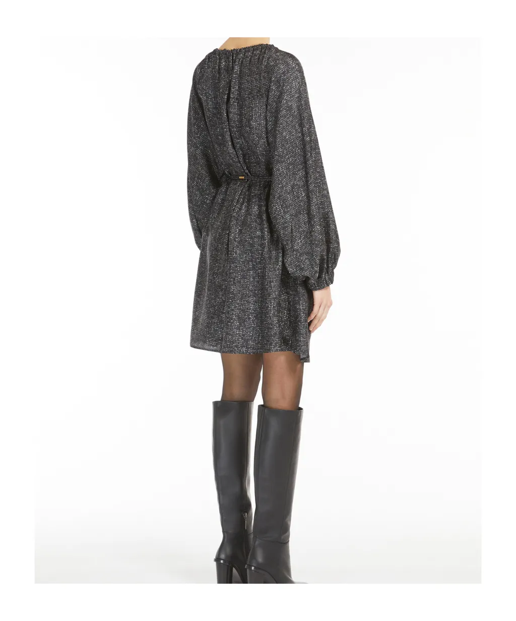Tie Waist Drawstring Long-Sleeved Dress