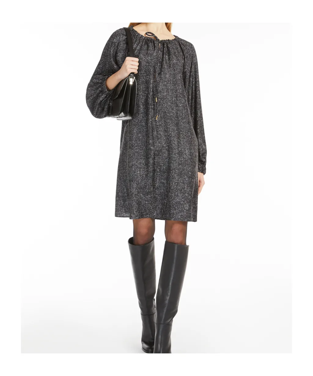 Tie Waist Drawstring Long-Sleeved Dress