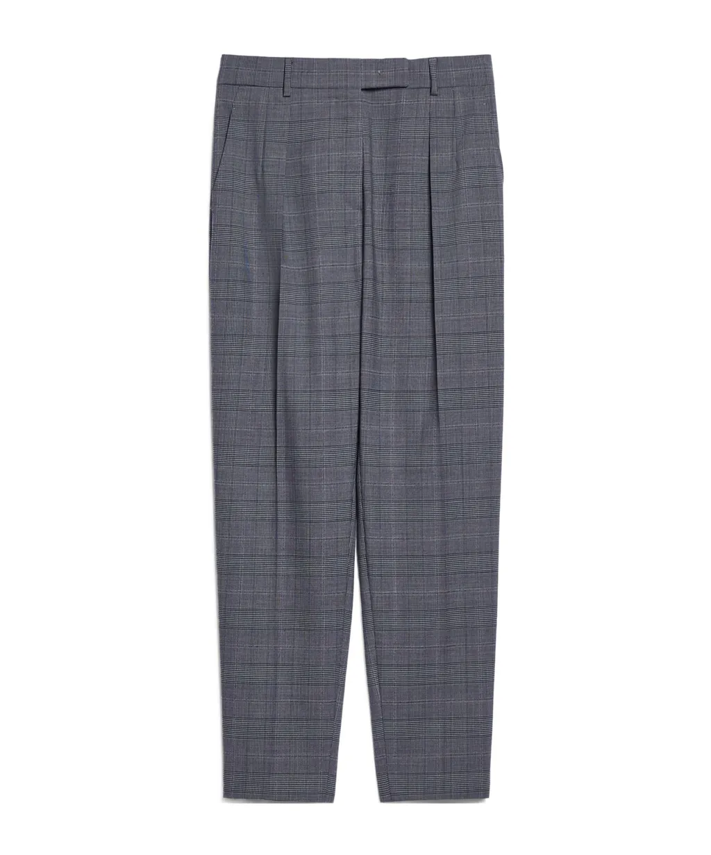 Checked Straight Leg Trousers