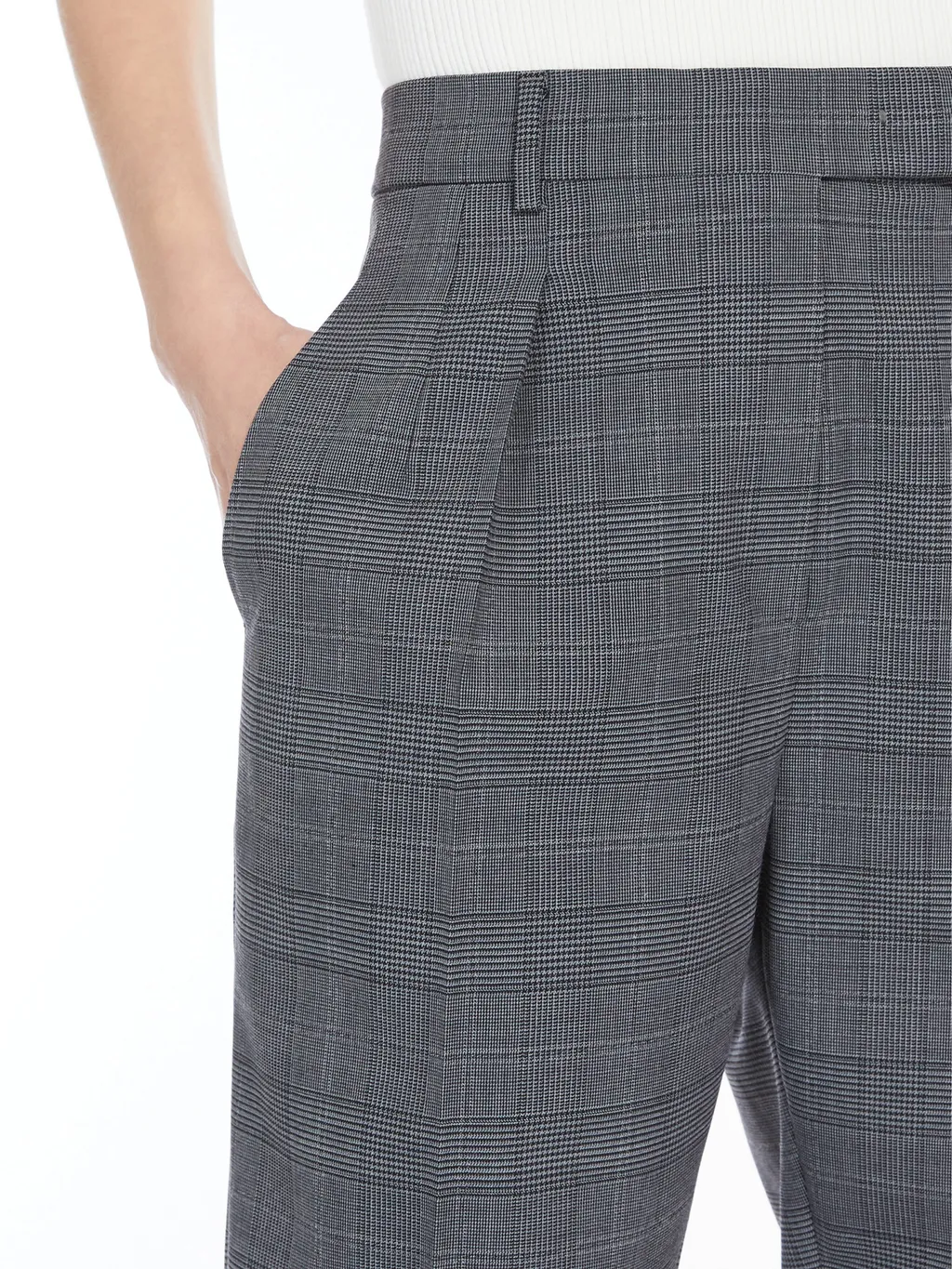 Checked Straight Leg Trousers