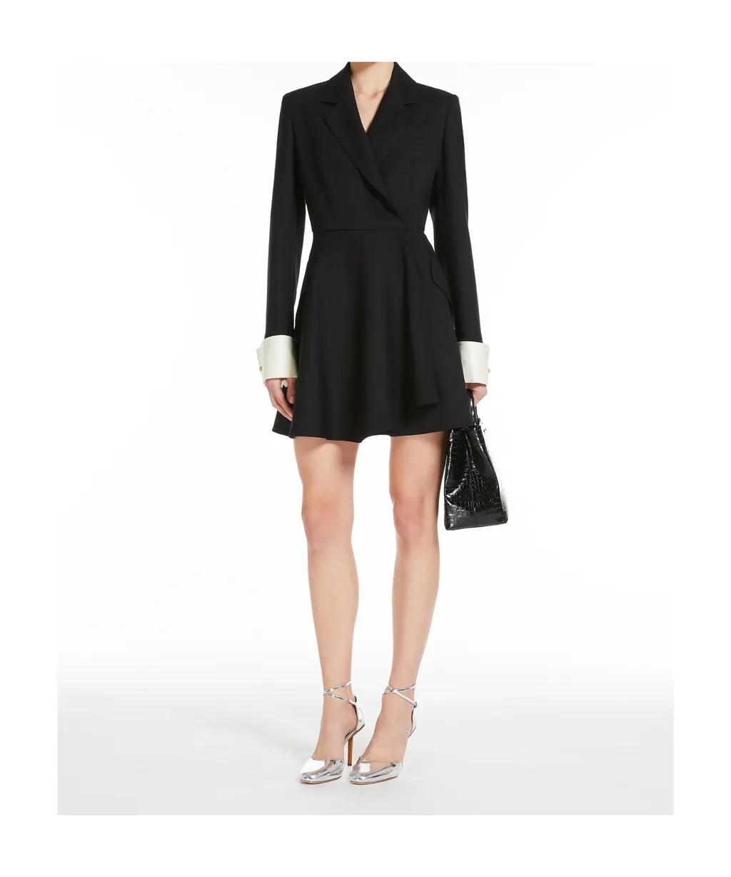 Pleated Long-Sleeved Blazer Dress