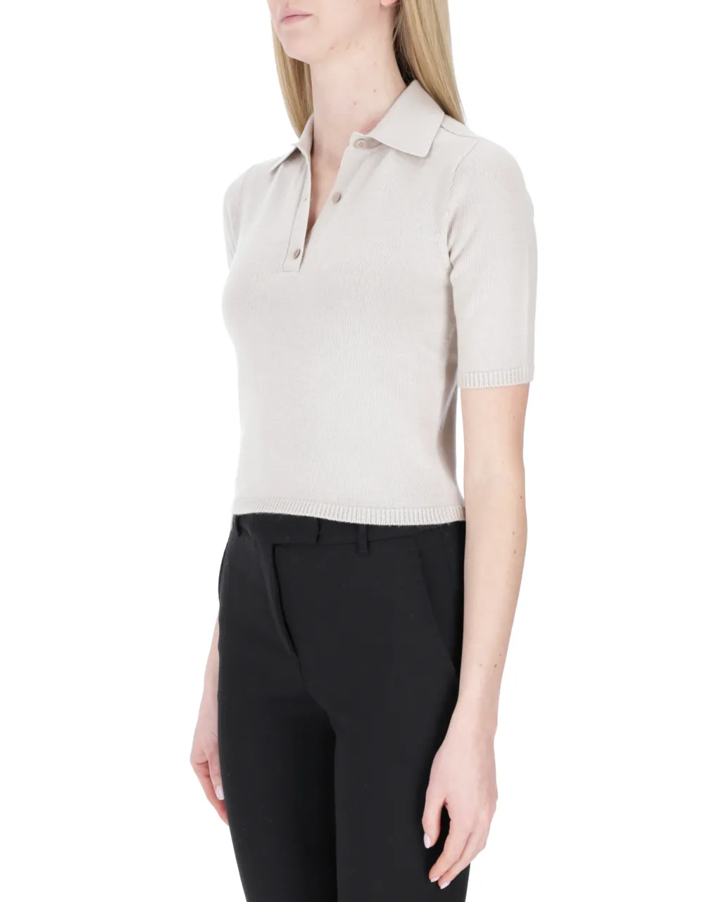 Short-Sleeved Wool Polo Shirt