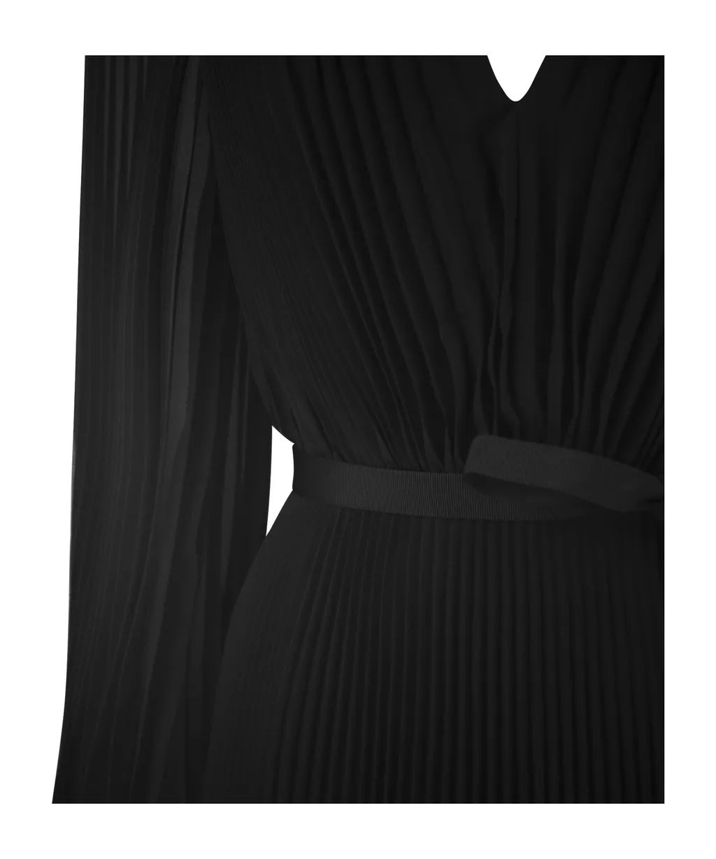 V-Neck Pleated Mini Dress
