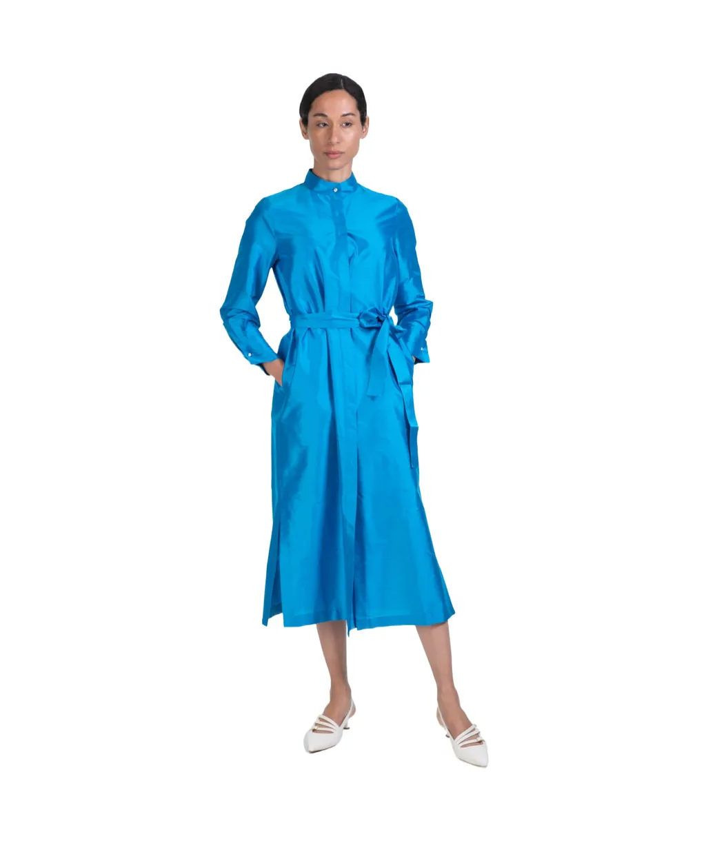 Belted Silk Shirt Dress