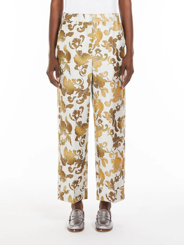 Floral Patterned Pleat Detailed Trousers