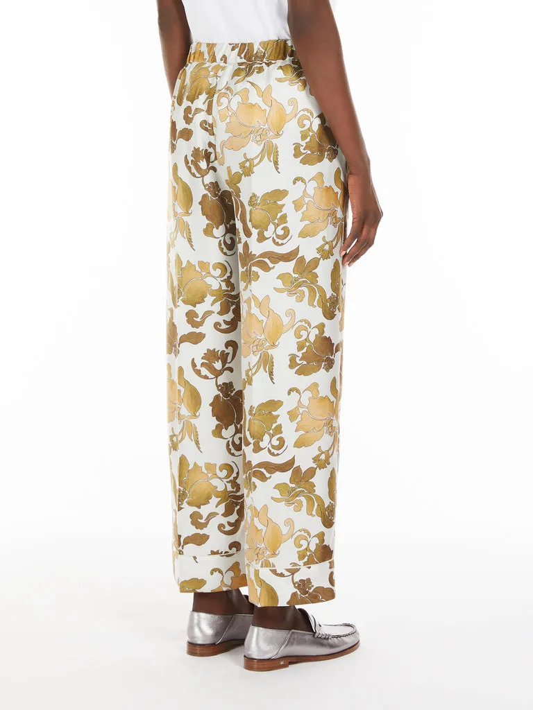 Floral Patterned Pleat Detailed Trousers