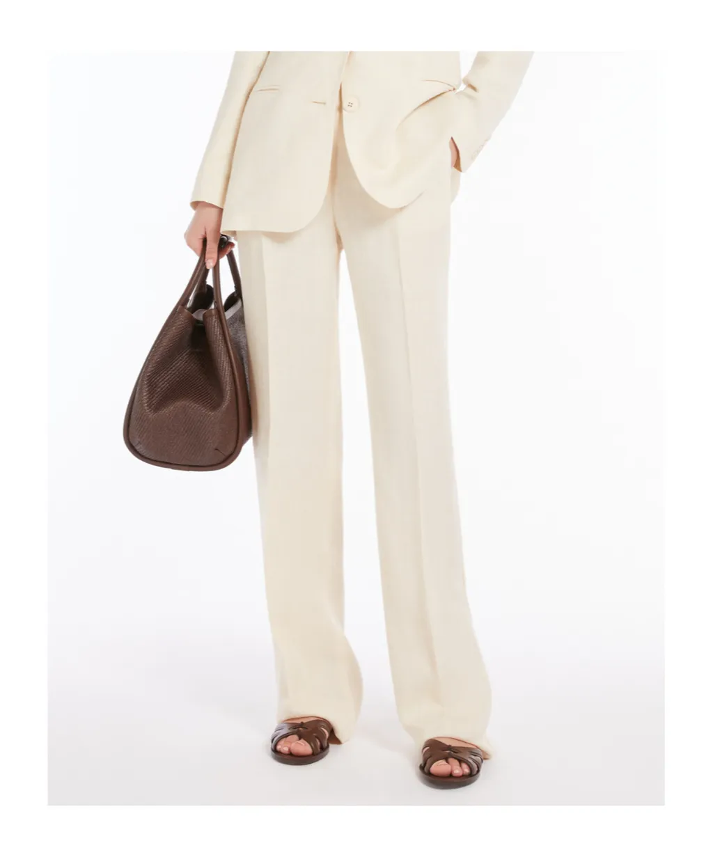 Pleat Detailed Straight Leg Trousers