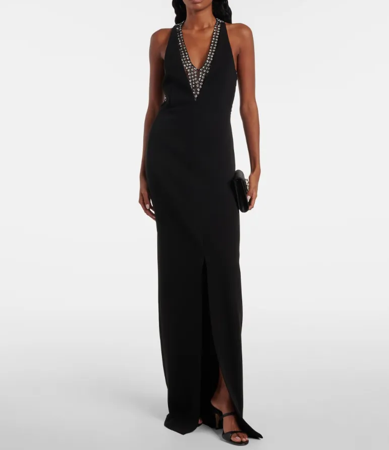 Secolo Embellished V-Neck Sleeveless Dress