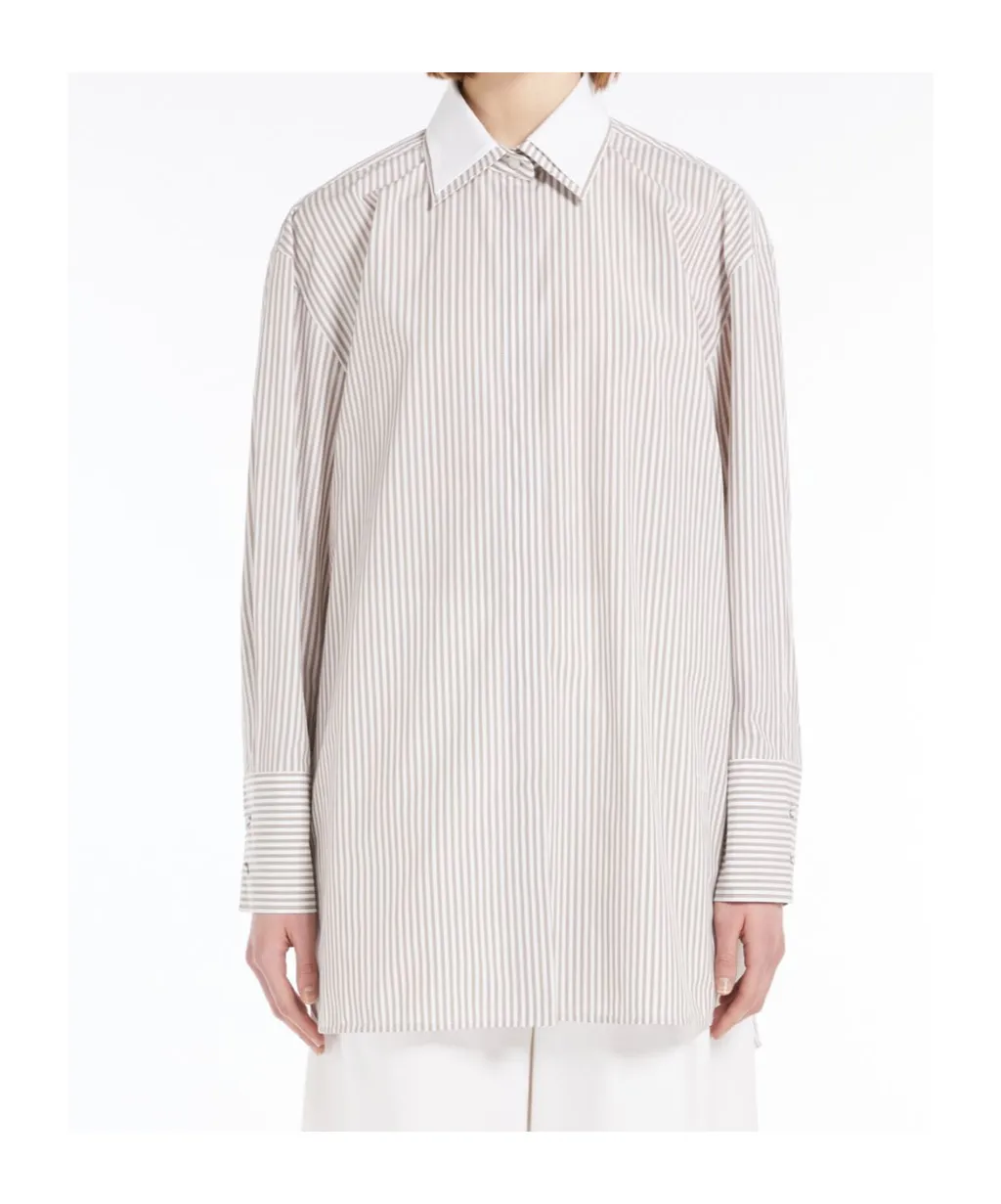 Striped Poplin Oversized Shirt