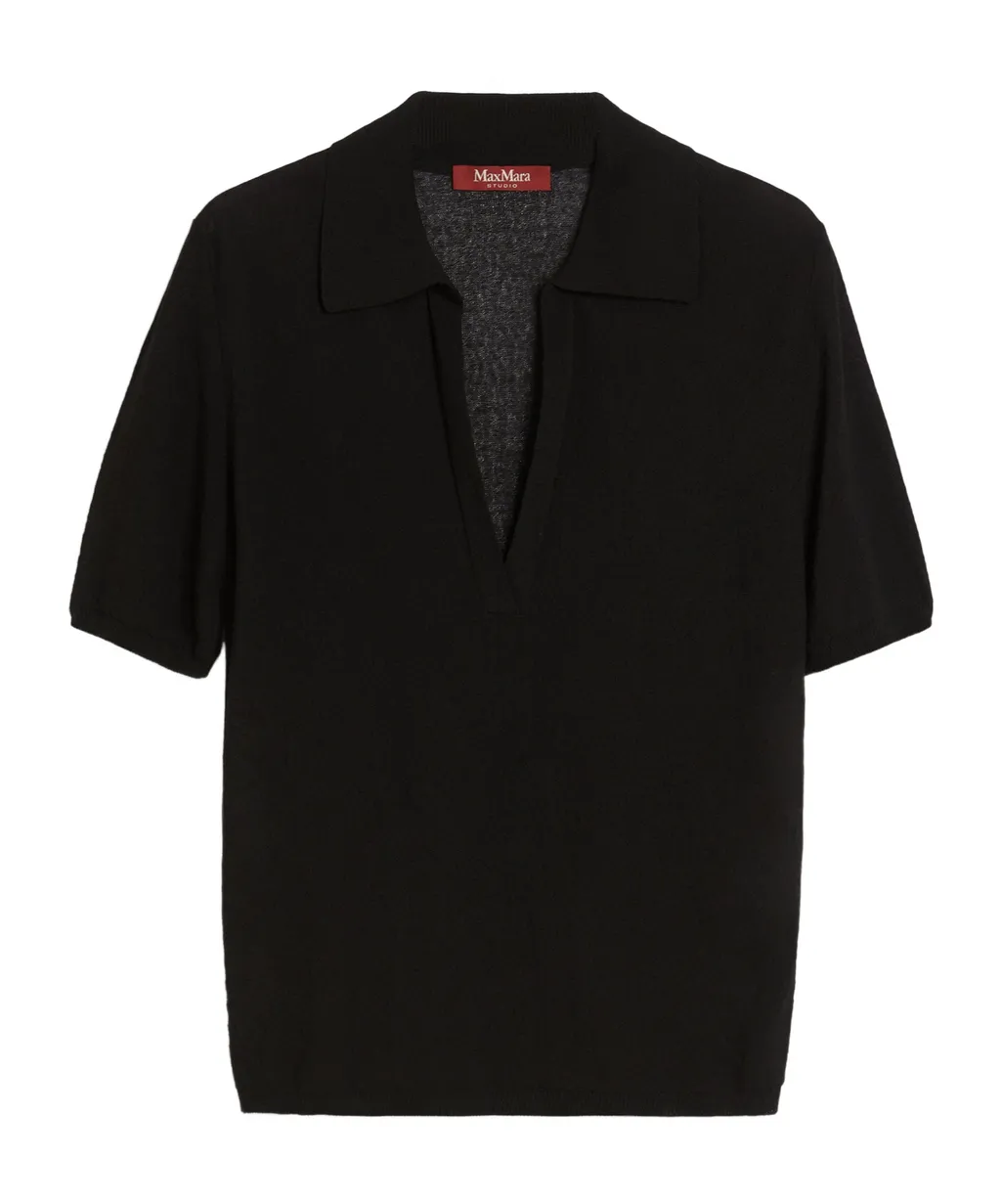 V-Neck Knitted Polo Shirt