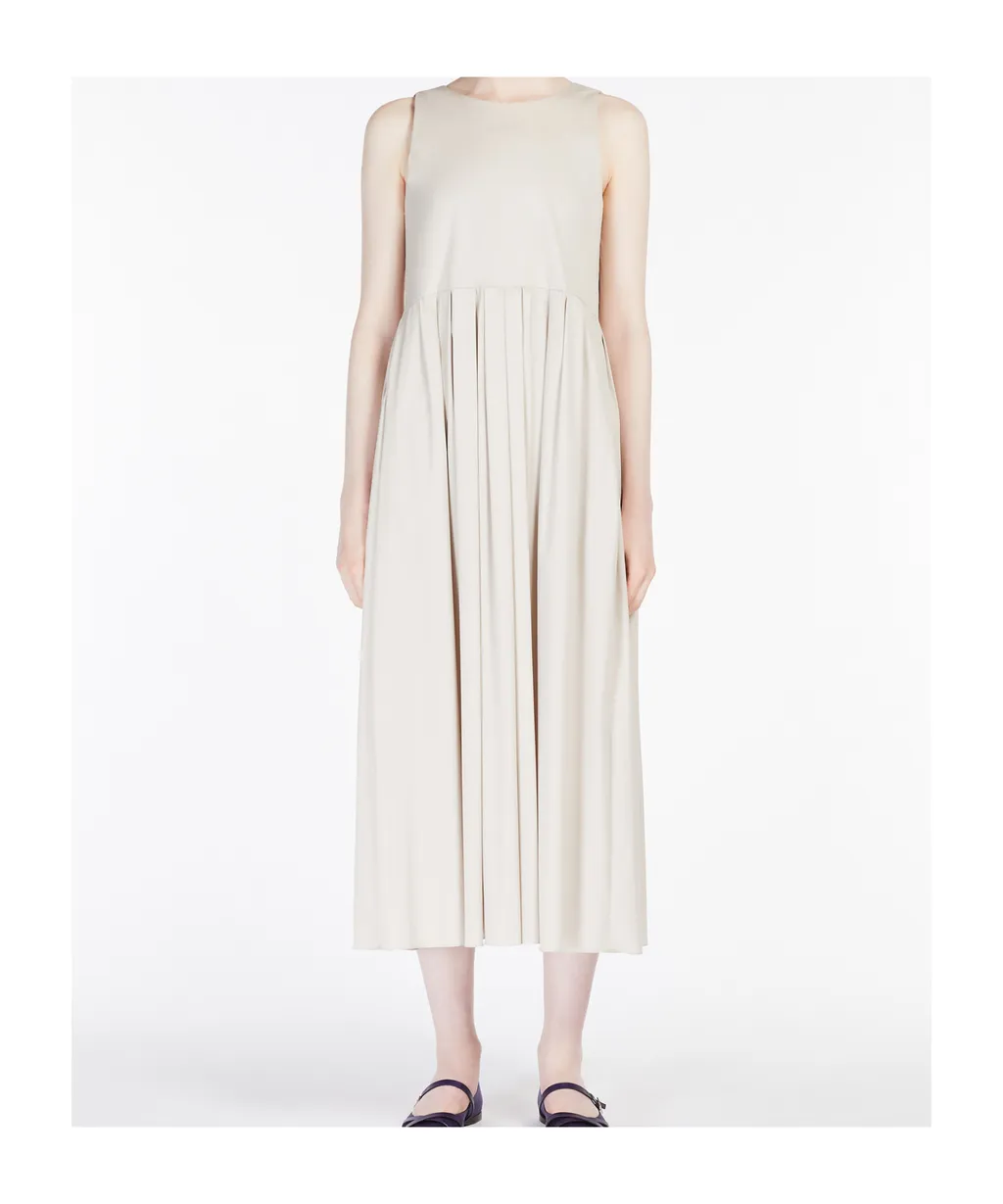 Pleated V-Back Sleeveless Dress