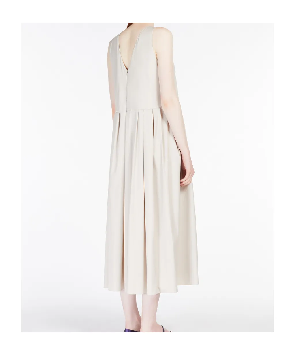 Pleated V-Back Sleeveless Dress